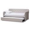 Baxton Studio Camelia Beige Twin Size Sofa Daybed with Roll-Out Trundle Bed 150-9015